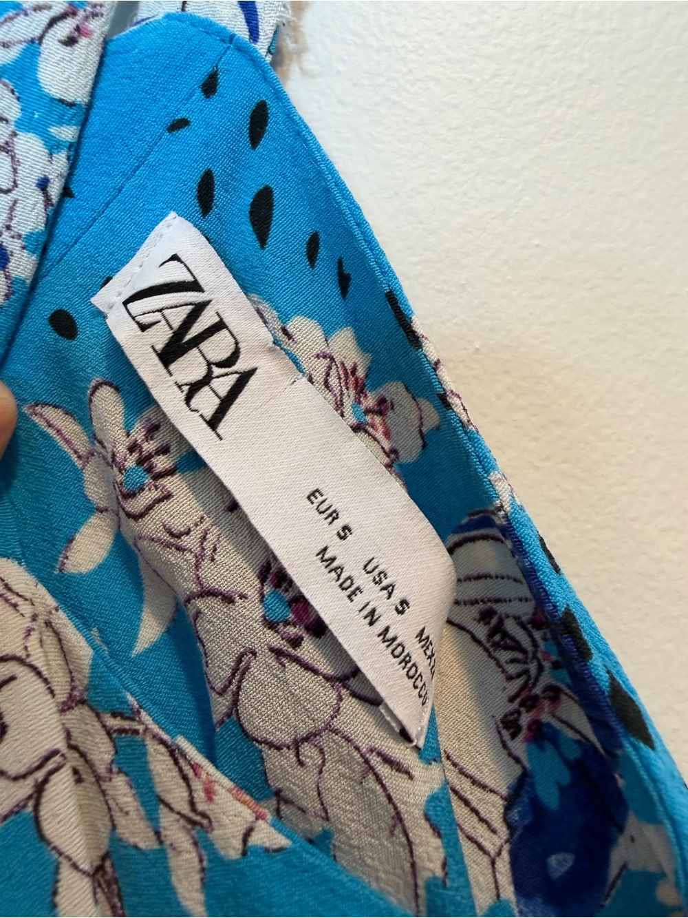 Zara Blue Red Floral Open Tie Back Strappy Maxi Dress Sz Small - Picture 6 of 9